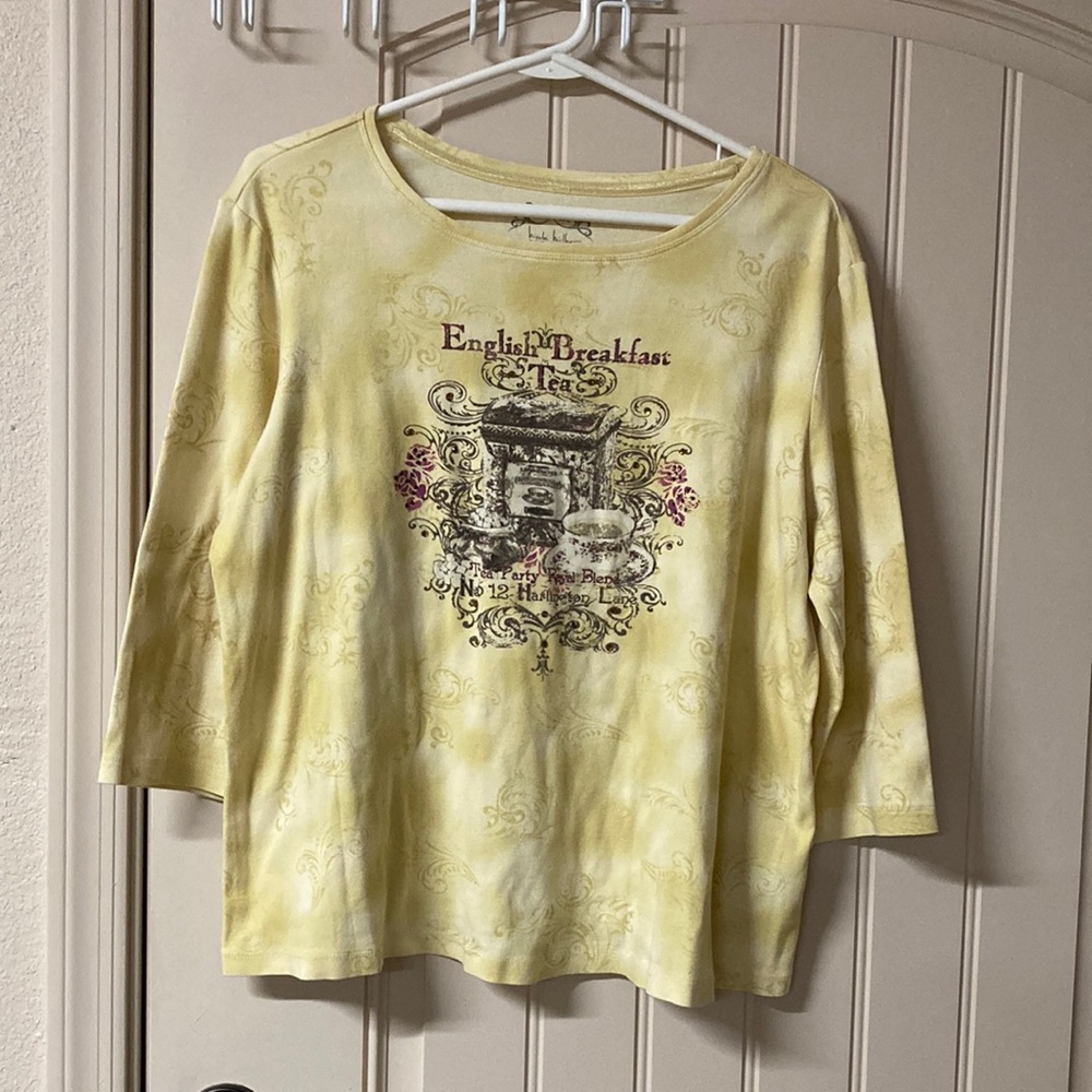 SALE PRICE Nicole Miller English Breakfast Tea Design Rhinestone Accent  Sz 1X